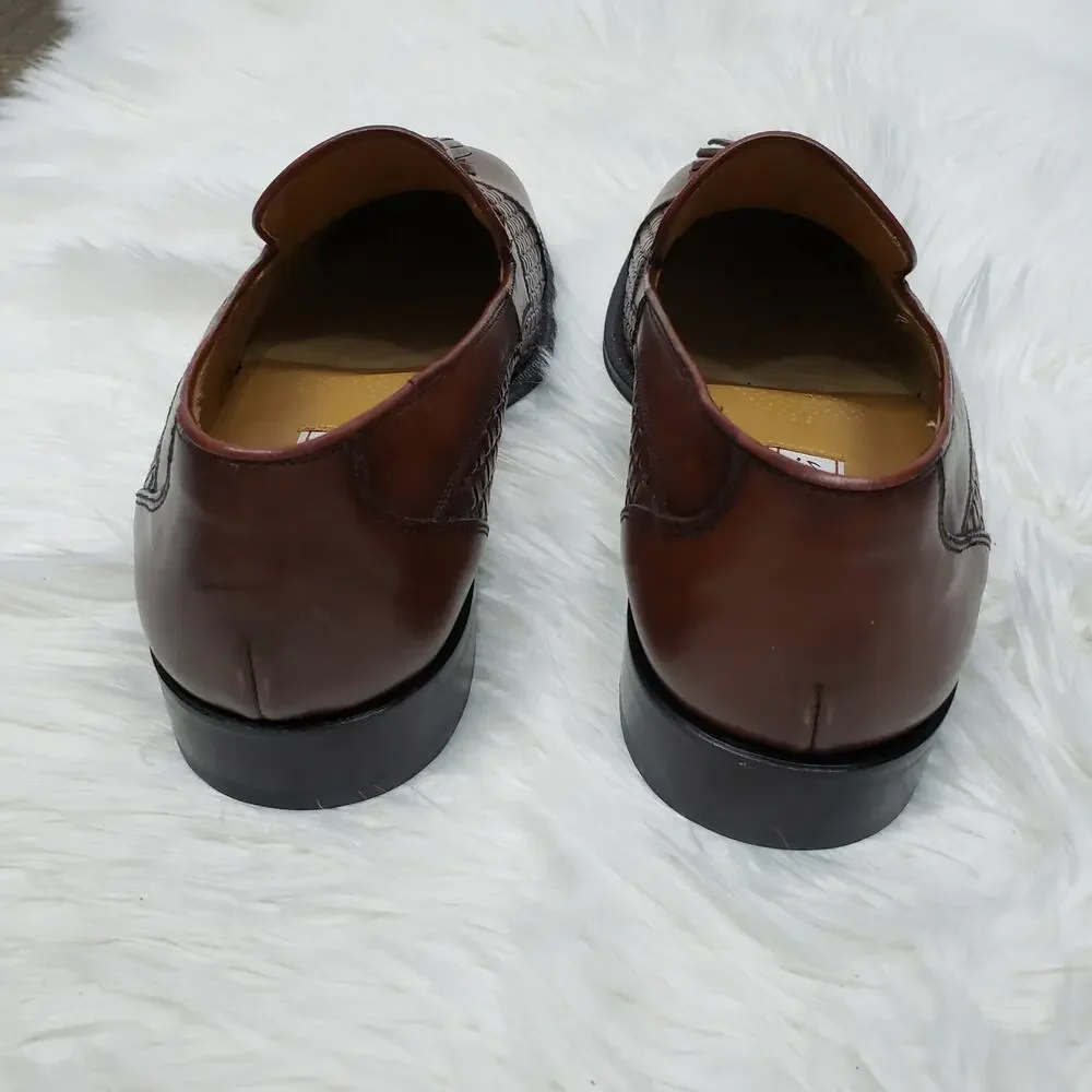 NEW SANDRO MOSCOLONI Seneca Woven Tassel Bologna Loafer 8.5 M Brown leather